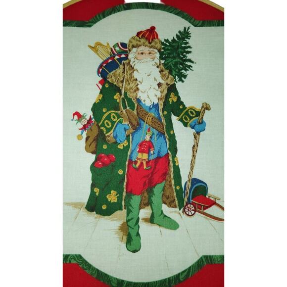 Christmas Decor Round Embroidery Hoop Wall Hanging Santa Vintage - Picture 4 of 6